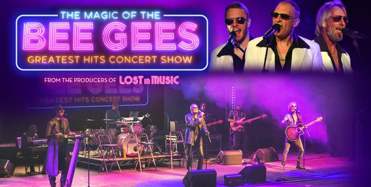 The Magic of the Bee Gees tribute singers performing on stage